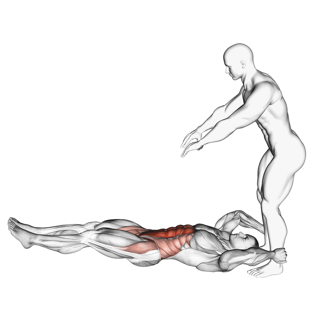 Assisted Lying Leg Raise With Throw Down demonstration